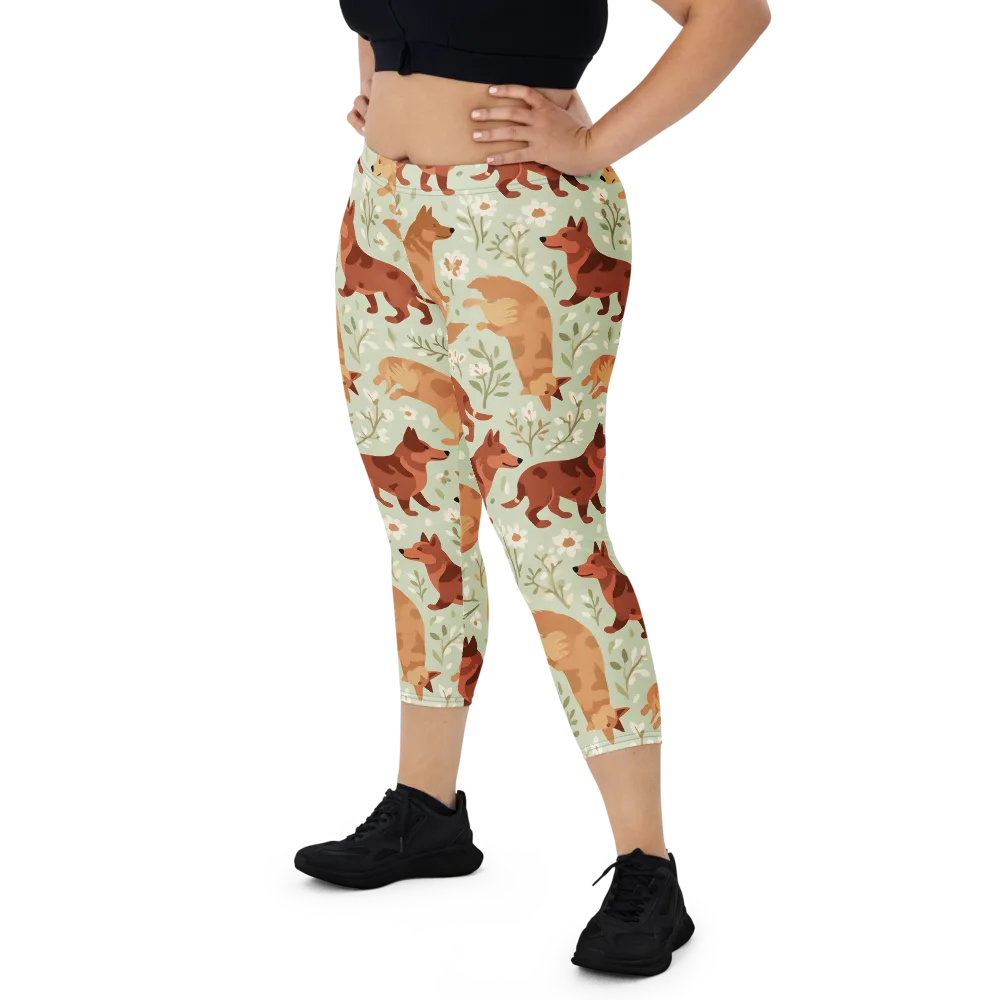 Vulpine Garden on Capri Leggings — Front