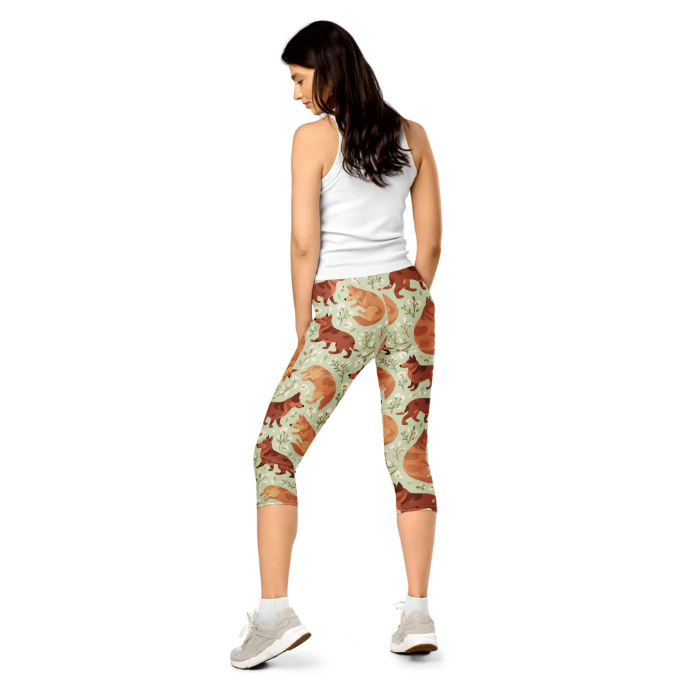 Vulpine Garden on Capri Leggings — Back