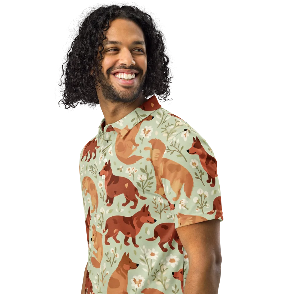 Vulpine Garden on Men's Slim Fit Polo Shirt — Left Front