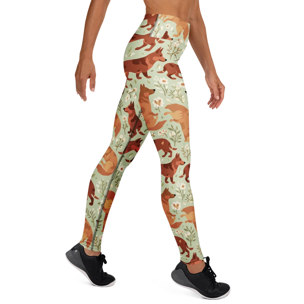 Vulpine Garden on Yoga Leggings — Right