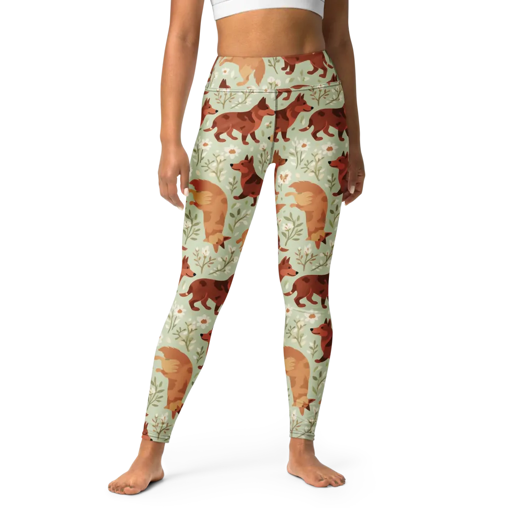 Vulpine Garden on Yoga Leggings — Front