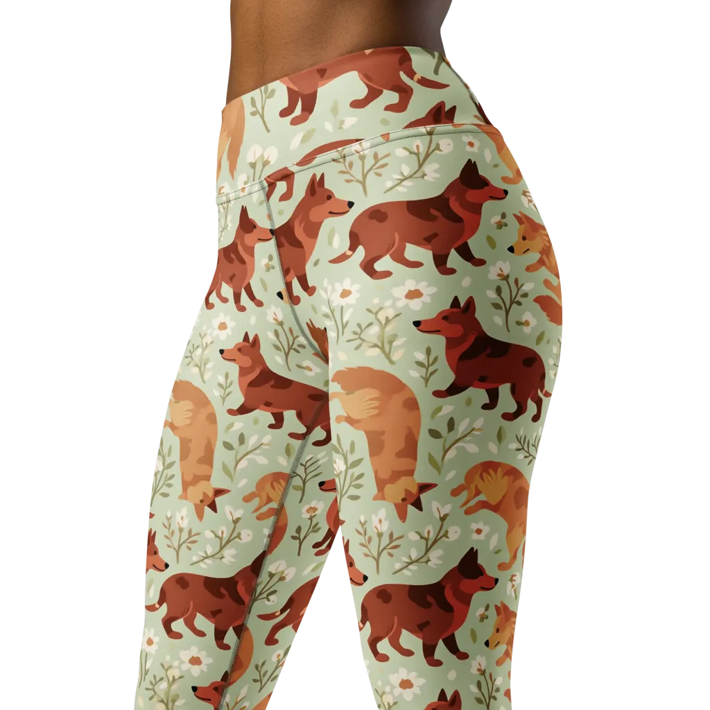 Vulpine Garden on Yoga Leggings — Left Front