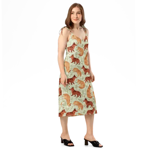 Vulpine Garden on a Slip Dress