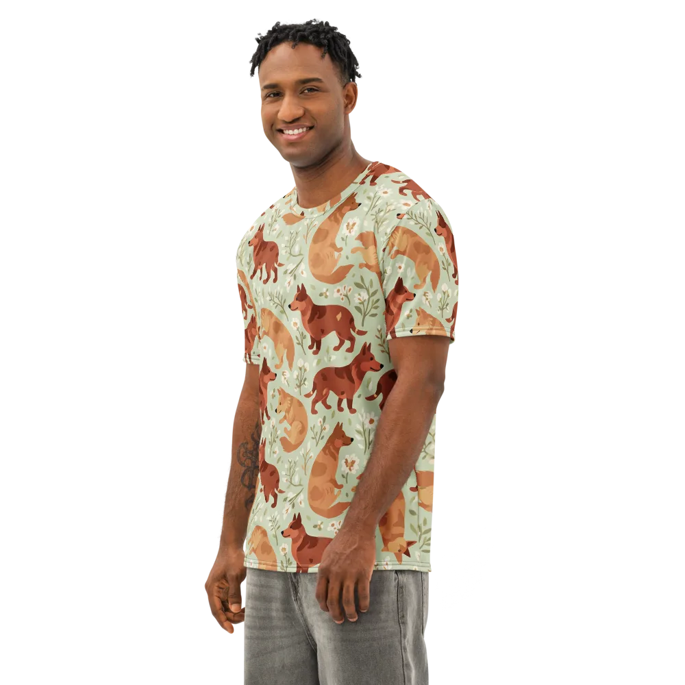 Vulpine Garden on Men's Cotton Crew Neck T-Shirt — Left Front