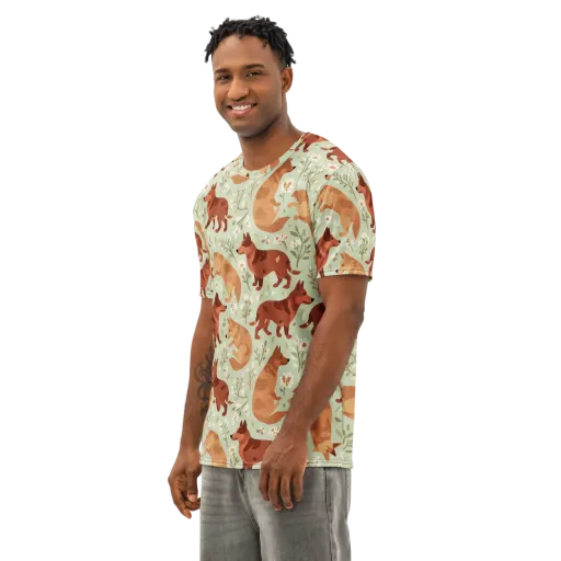 Vulpine Garden on a Men's Cotton Crew Neck T-Shirt
