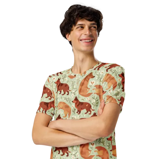 Vulpine Garden on a Men's Crew Neck T-Shirt