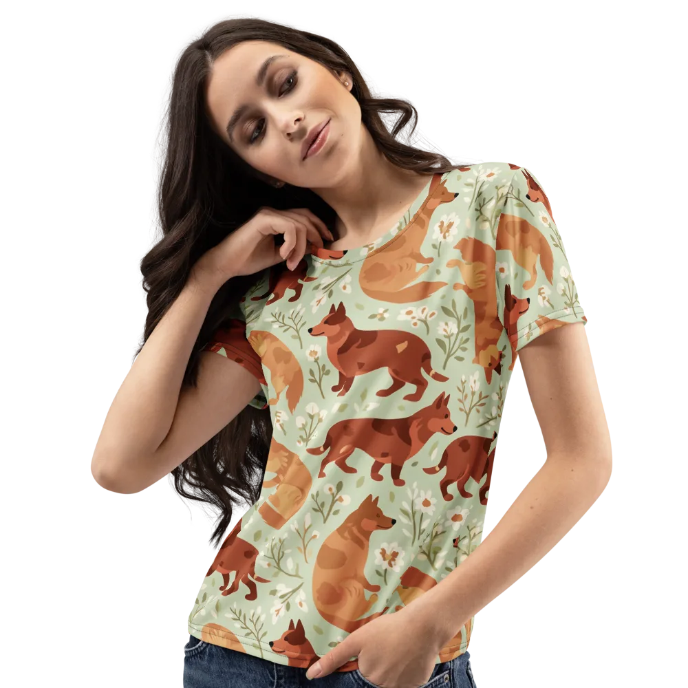 Vulpine Garden on Women's Crew Neck T-Shirt — Left Front