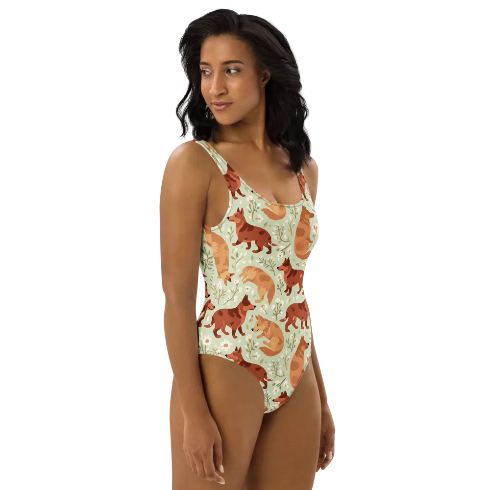 Vulpine Garden on One-Piece Swimsuit — Right