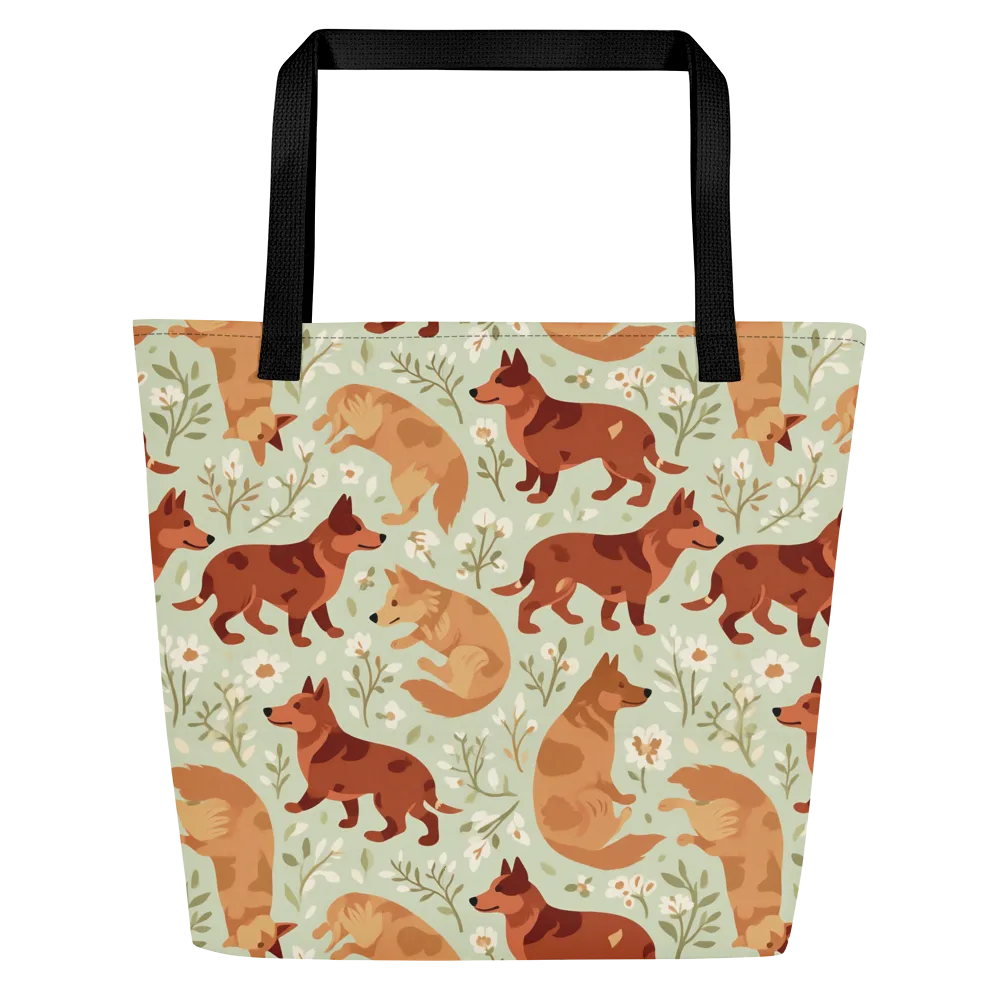 Vulpine Garden on Large Tote Bag W/ Pocket — Front