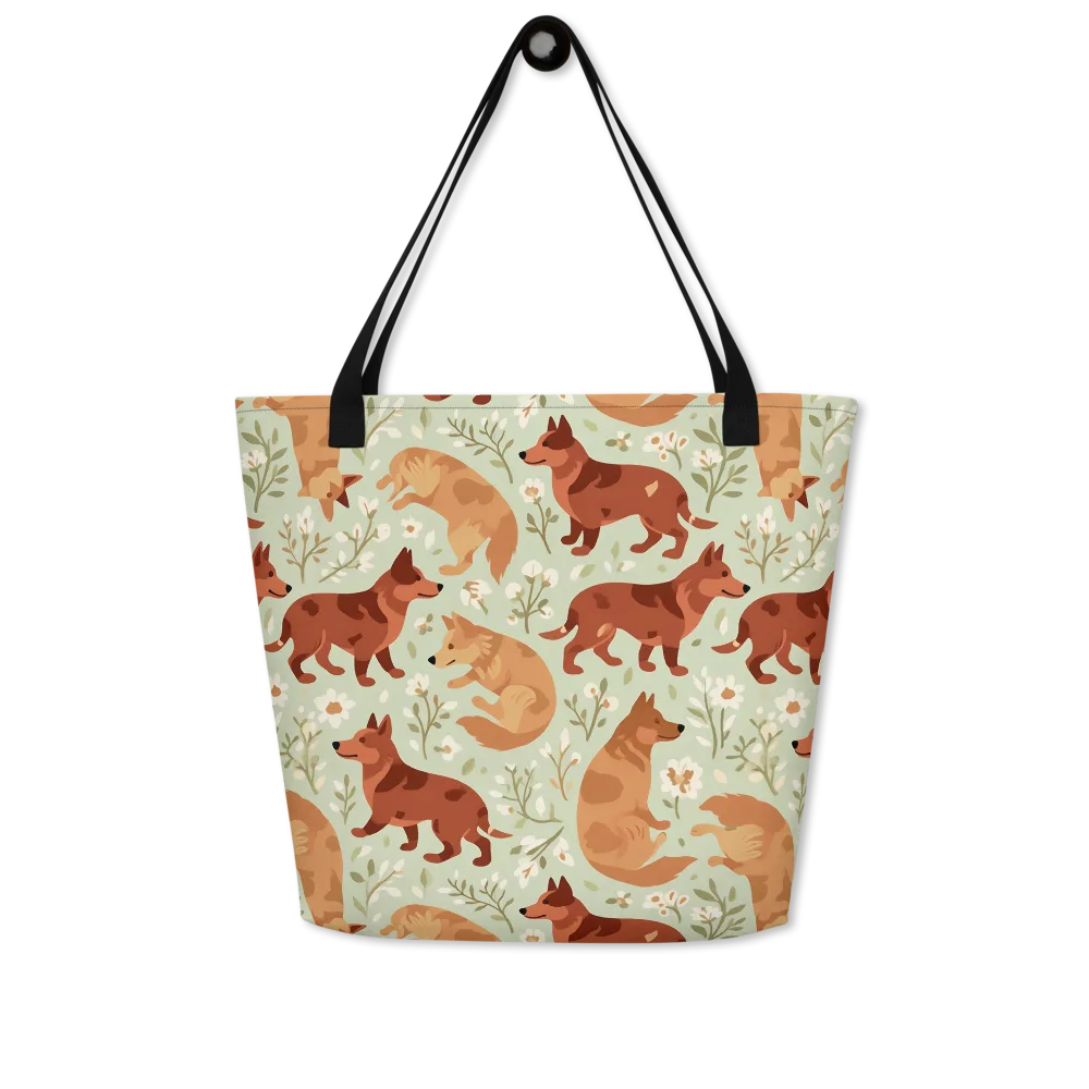 Vulpine Garden on Large Tote Bag W/ Pocket — Front