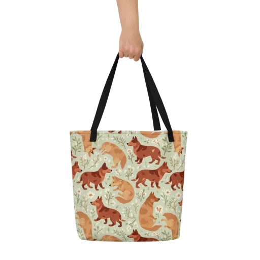 Vulpine Garden on a Large Tote Bag W/ Pocket