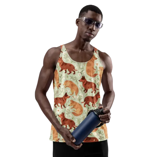 Vulpine Garden on a Men's Tank Top