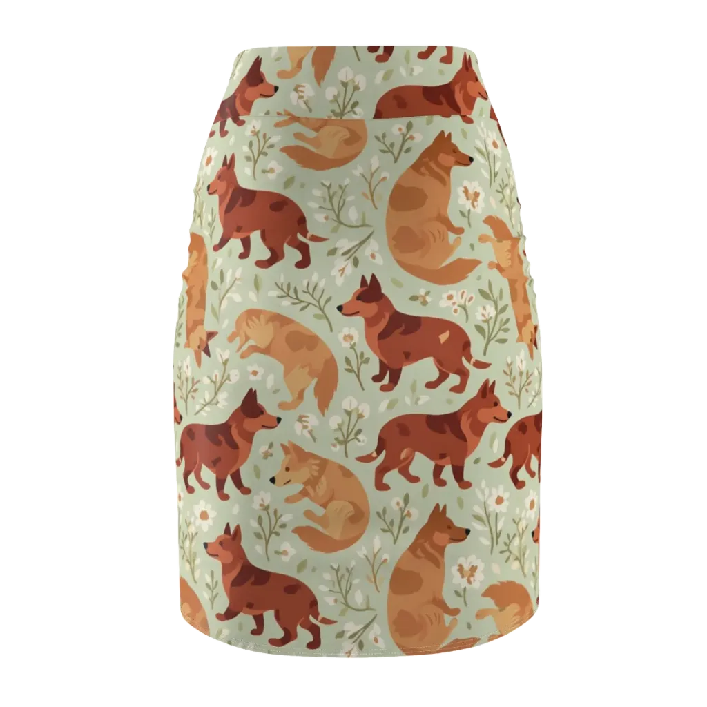 Vulpine Garden on Pencil Skirt — Back