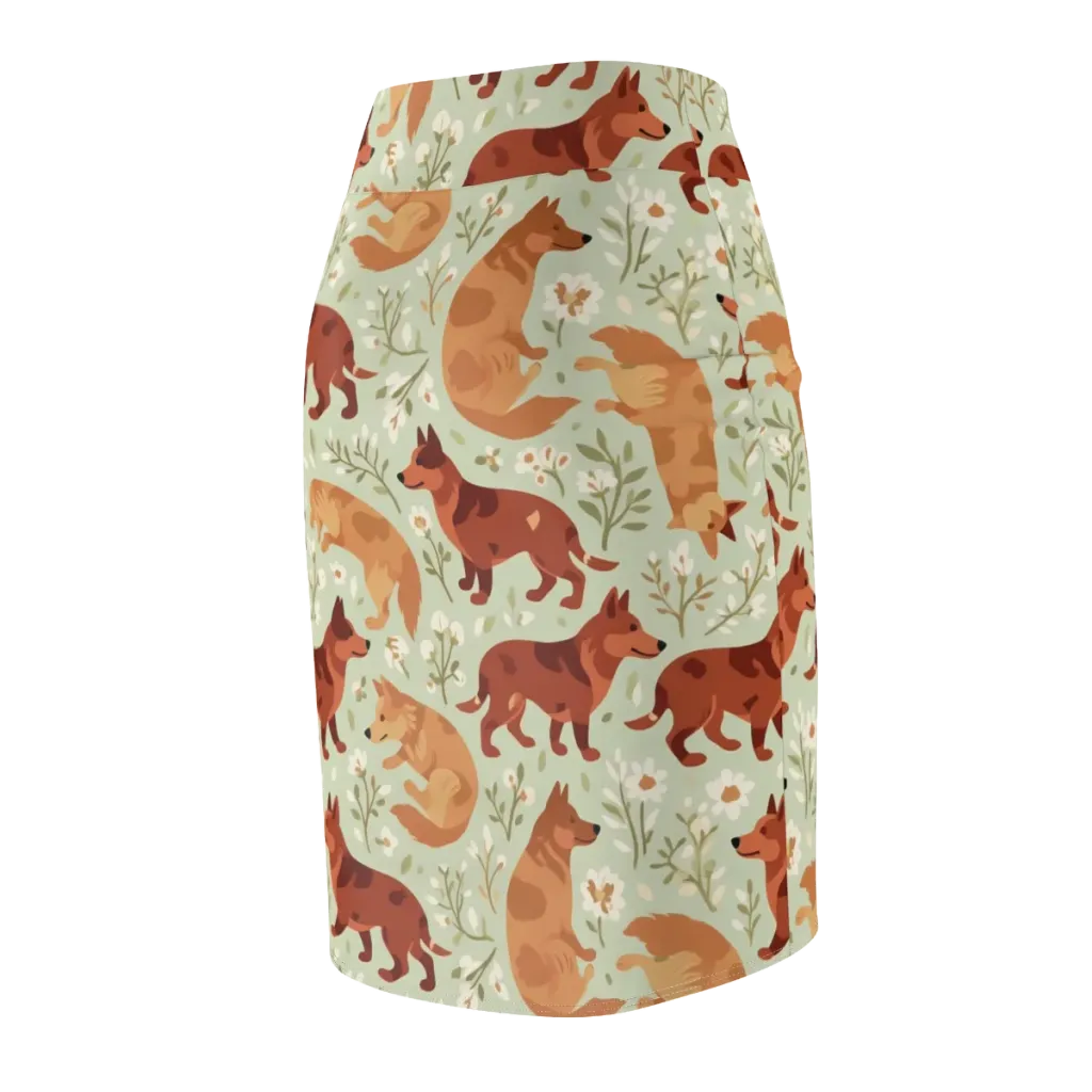 Vulpine Garden on Pencil Skirt — Back Side