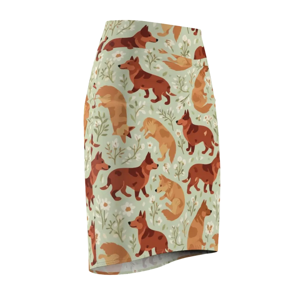 Vulpine Garden on Pencil Skirt — Front Side