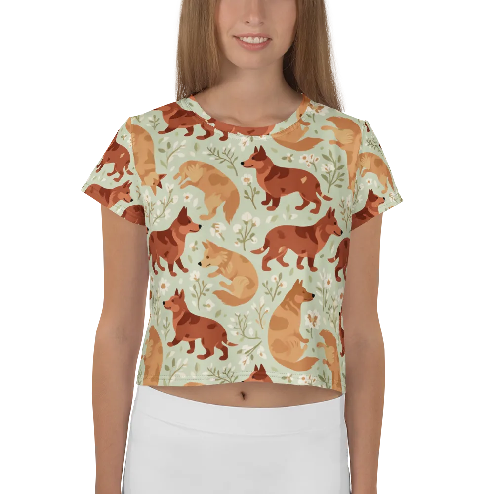 Vulpine Garden on Crop Tee — Front