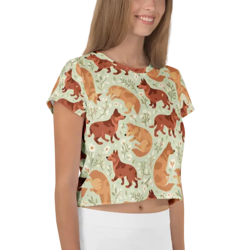 Vulpine Garden on a Crop Tee
