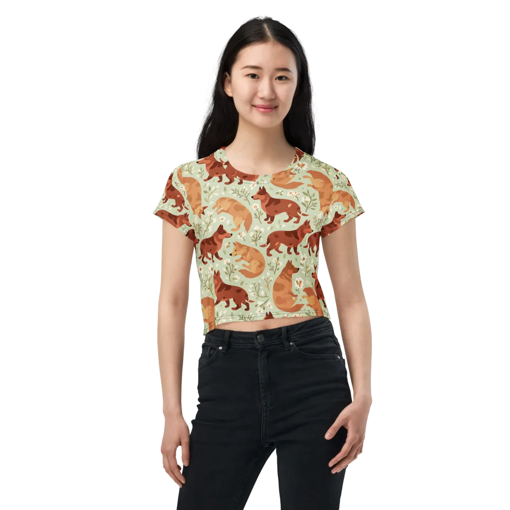 Vulpine Garden on Crop Tee — Front