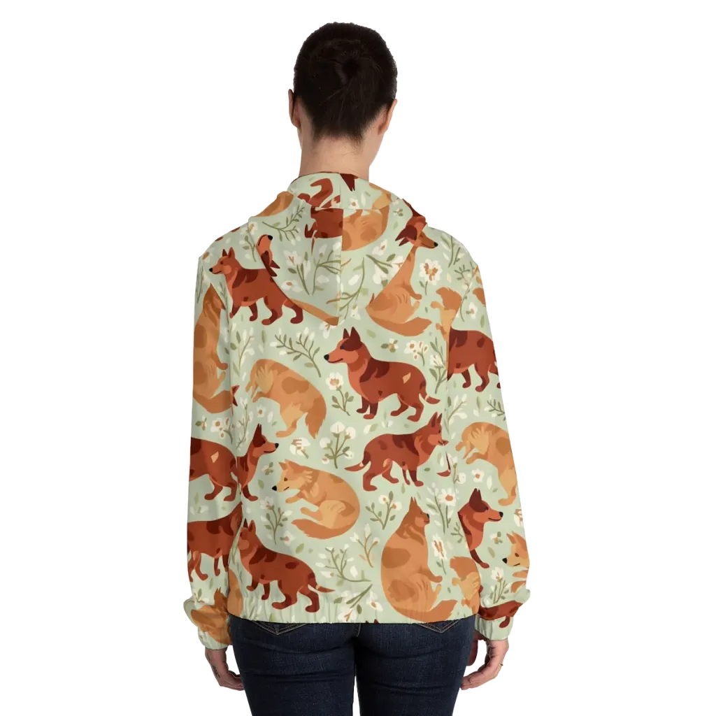 Vulpine Garden on Women's Full-Zip Hoodie — Back On Person