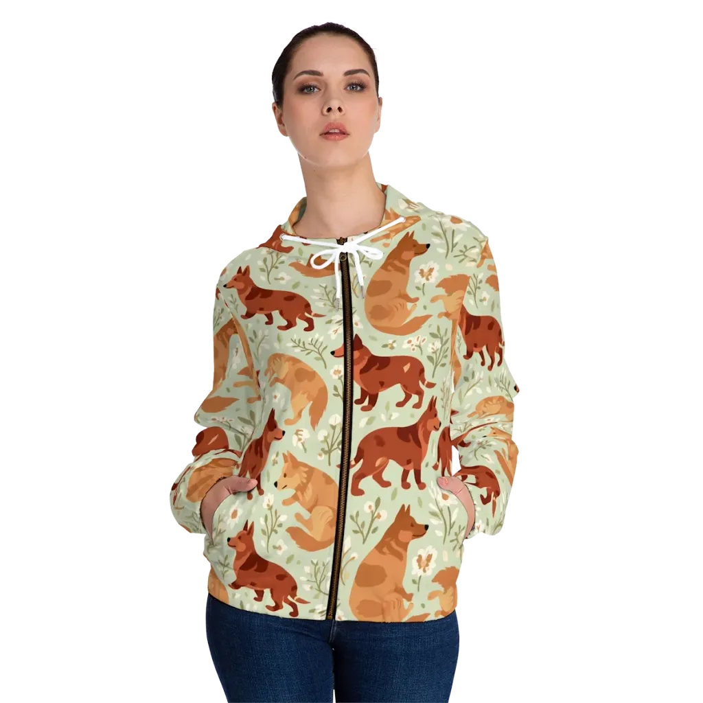 Vulpine Garden on Women's Full-Zip Hoodie — Front On Person