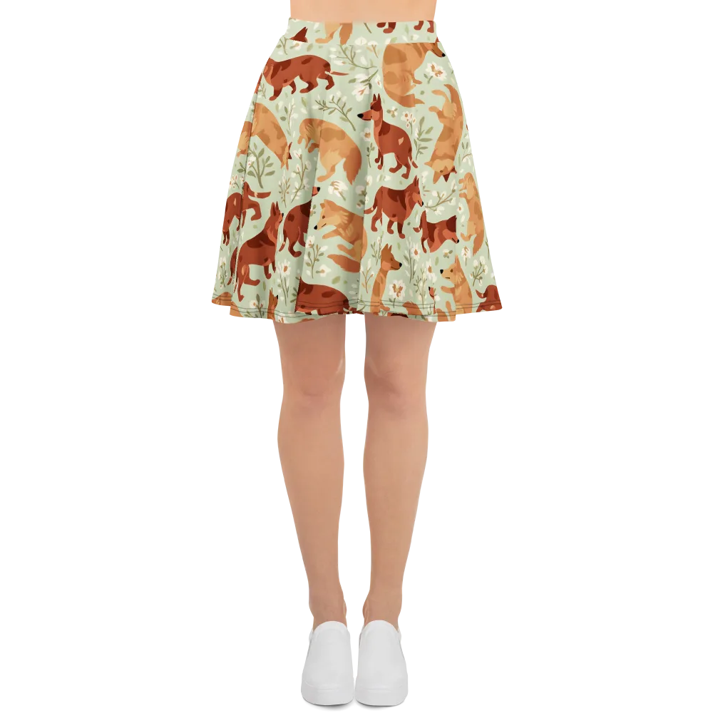Vulpine Garden on Skater Skirt — Front