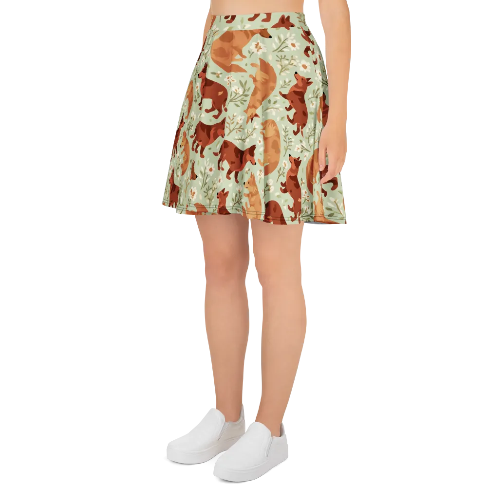 Vulpine Garden on Skater Skirt — Left