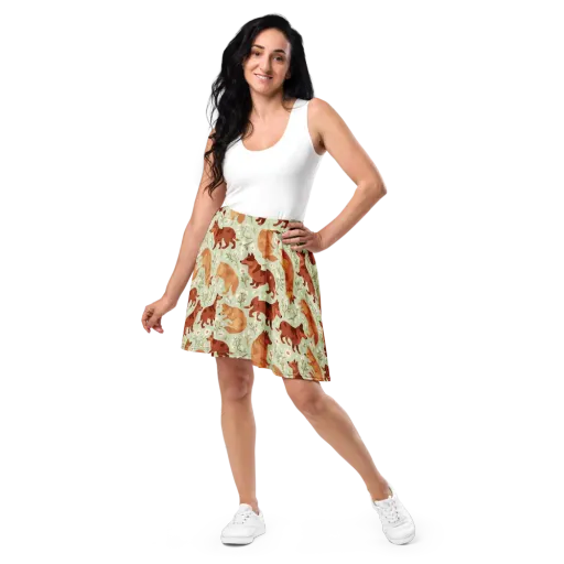 Vulpine Garden on a Skater Skirt