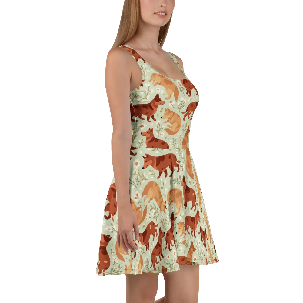 Vulpine Garden on Skater Dress — Right