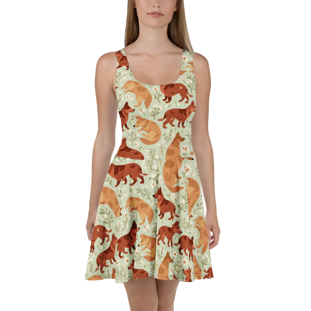 Vulpine Garden on Skater Dress — Front