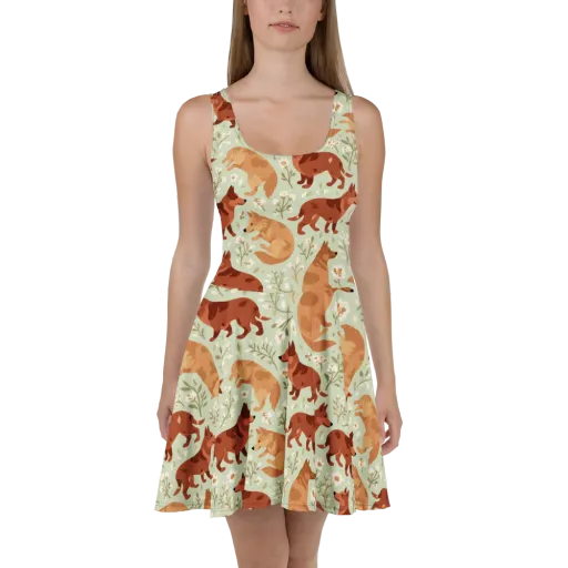 Vulpine Garden on a Skater Dress