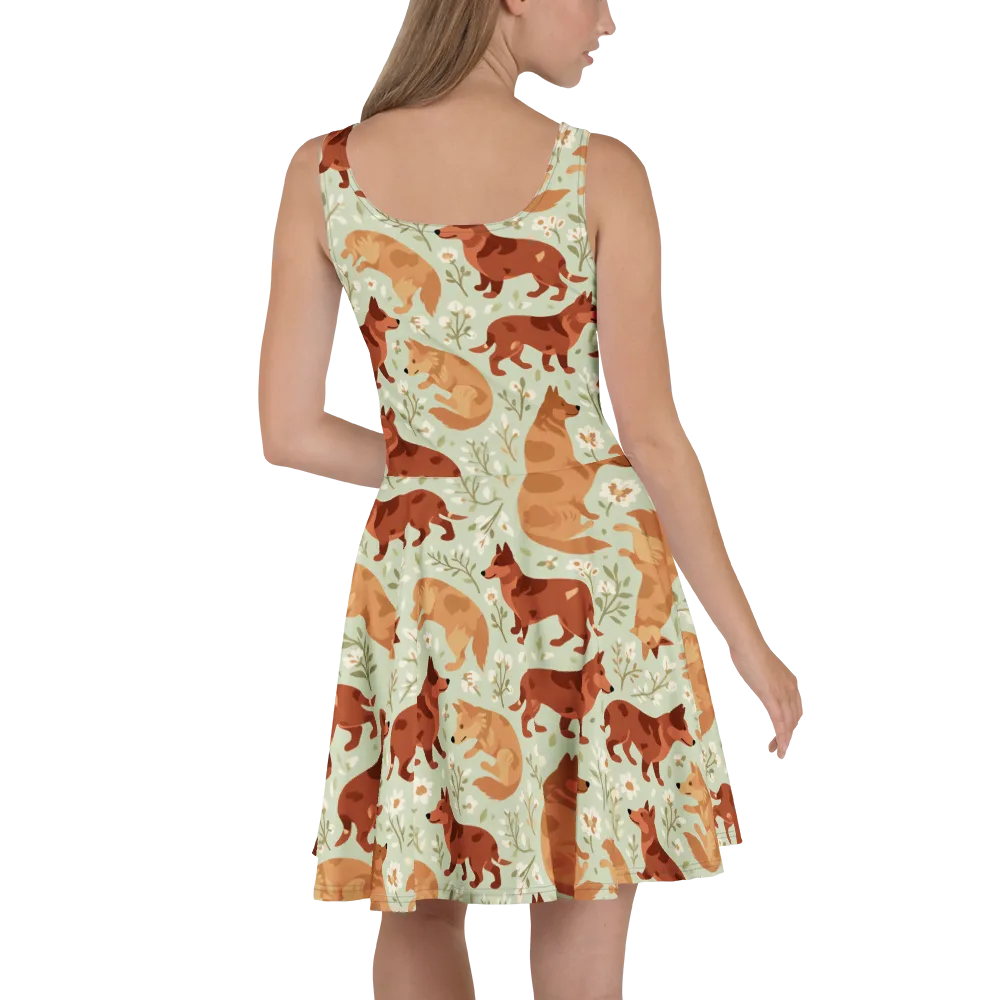 Vulpine Garden on Skater Dress — Back