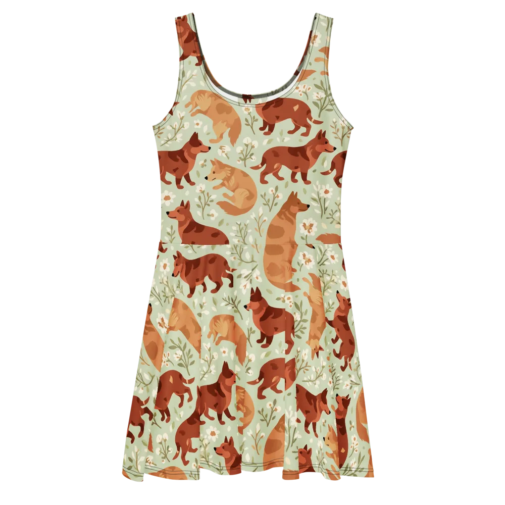 Vulpine Garden on Skater Dress — Front