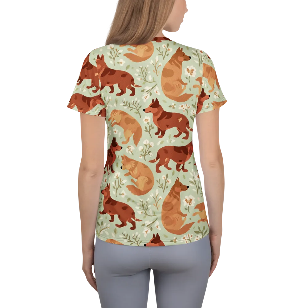 Vulpine Garden on Women's Athletic T-Shirt — Back