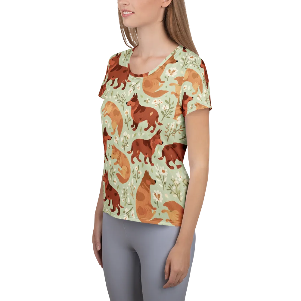 Vulpine Garden on Women's Athletic T-Shirt — Left