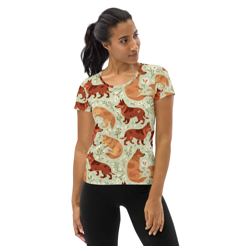 Vulpine Garden on Women's Athletic T-Shirt — Front