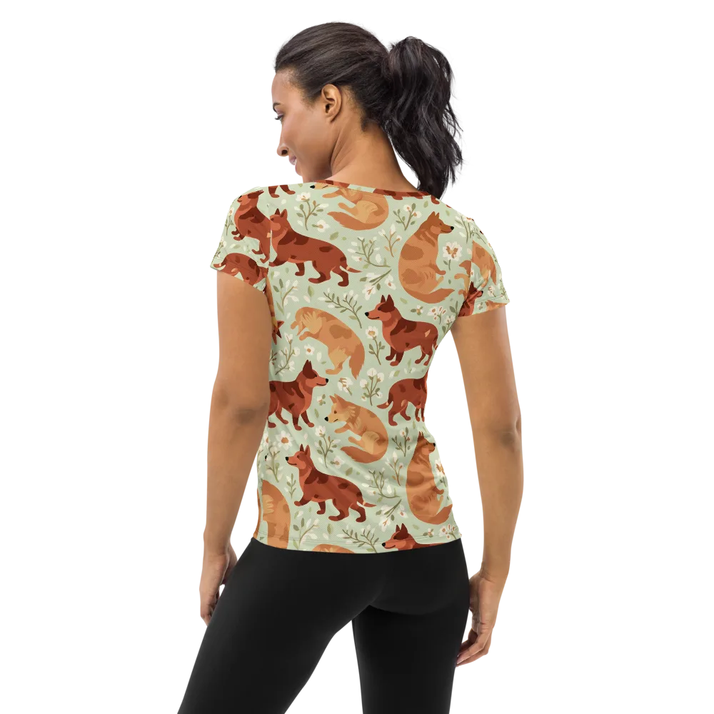 Vulpine Garden on Women's Athletic T-Shirt — Back
