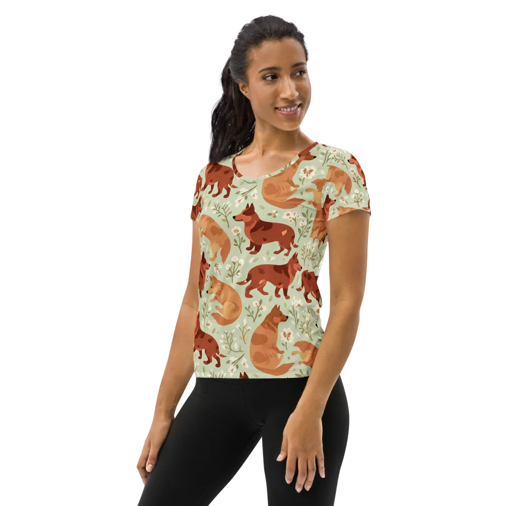 Vulpine Garden on Women's Athletic T-Shirt — Left