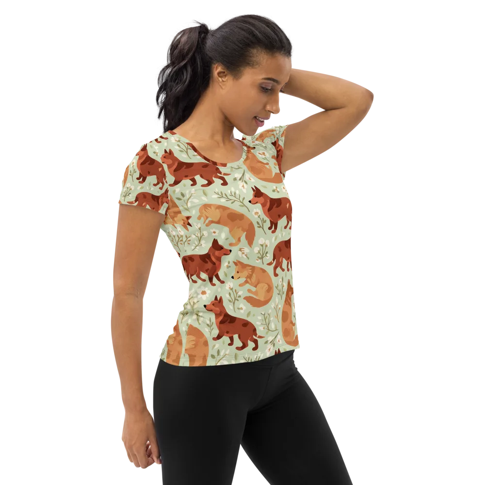 Vulpine Garden on Women's Athletic T-Shirt — Right