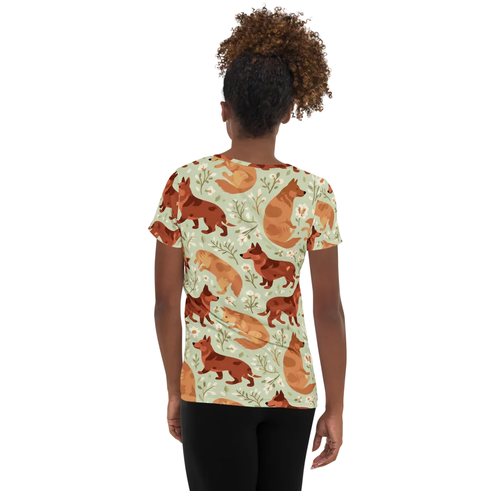 Vulpine Garden on Women's Athletic T-Shirt — Back
