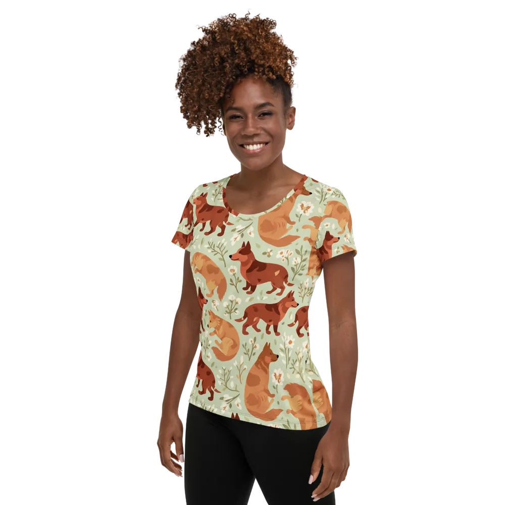 Vulpine Garden on Women's Athletic T-Shirt — Left