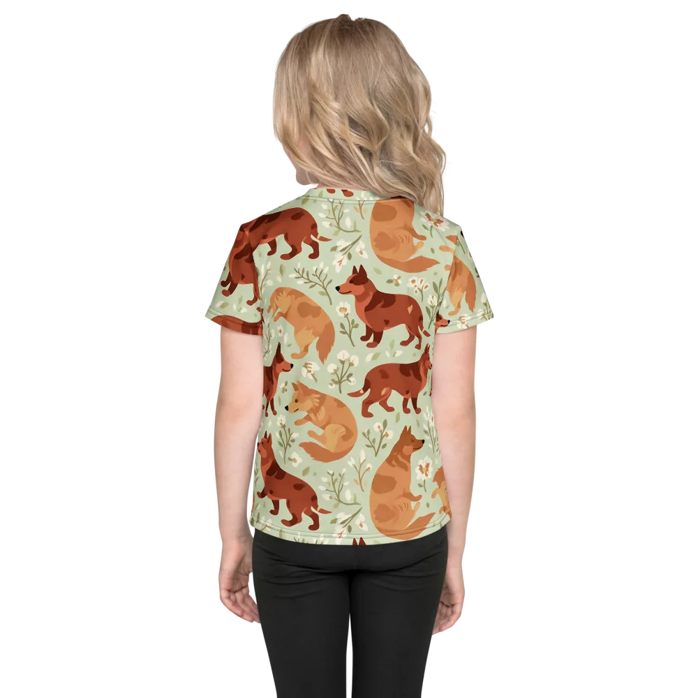 Vulpine Garden on Kids Crew Neck T-Shirt — Back