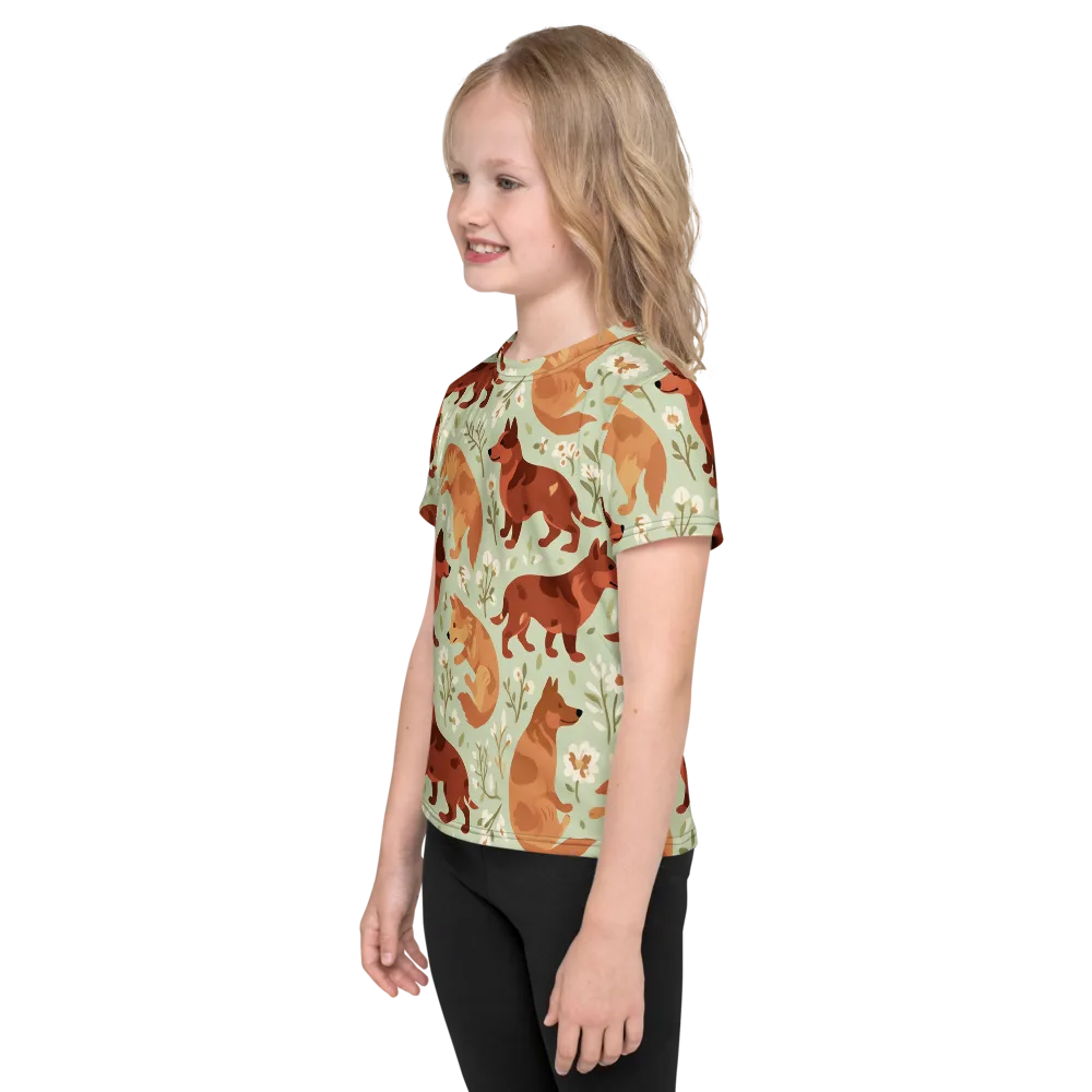 Vulpine Garden on Kids Crew Neck T-Shirt — Left