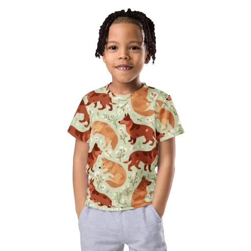 Vulpine Garden on a Kids Crew Neck T-Shirt