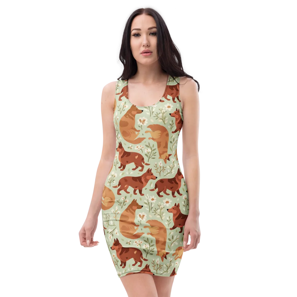 Vulpine Garden on Bodycon Dress — Front