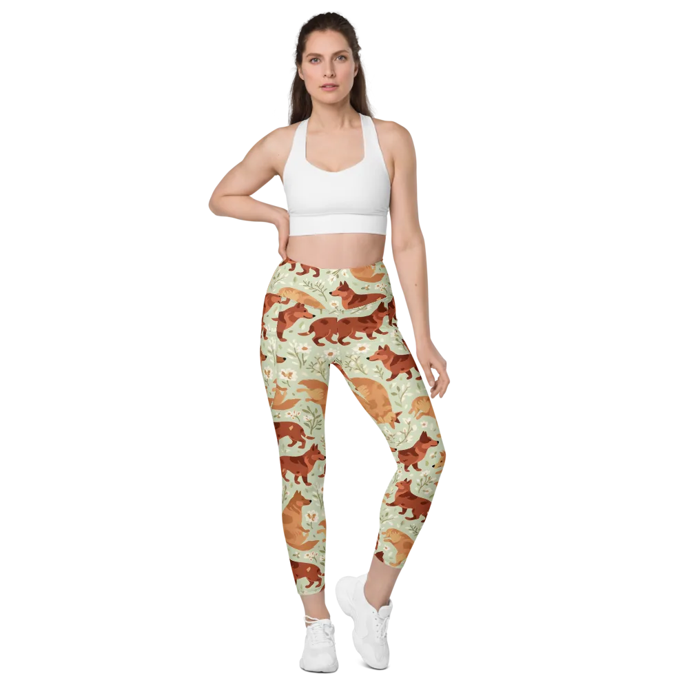 Vulpine Garden on Leggings with Pockets — Front