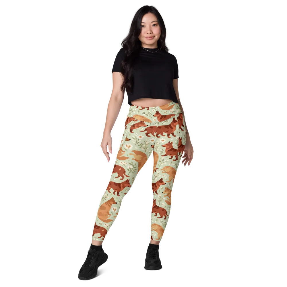 Vulpine Garden on Leggings with Pockets — Front