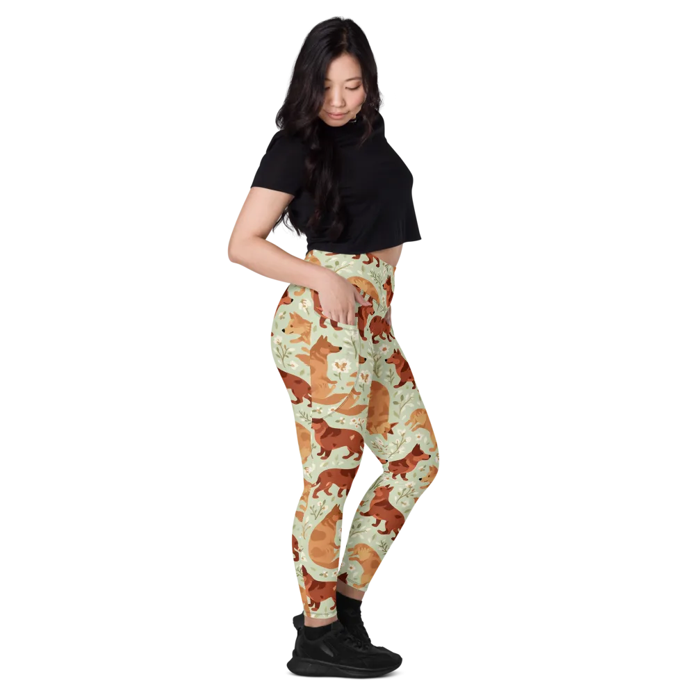 Vulpine Garden on Leggings with Pockets — Right
