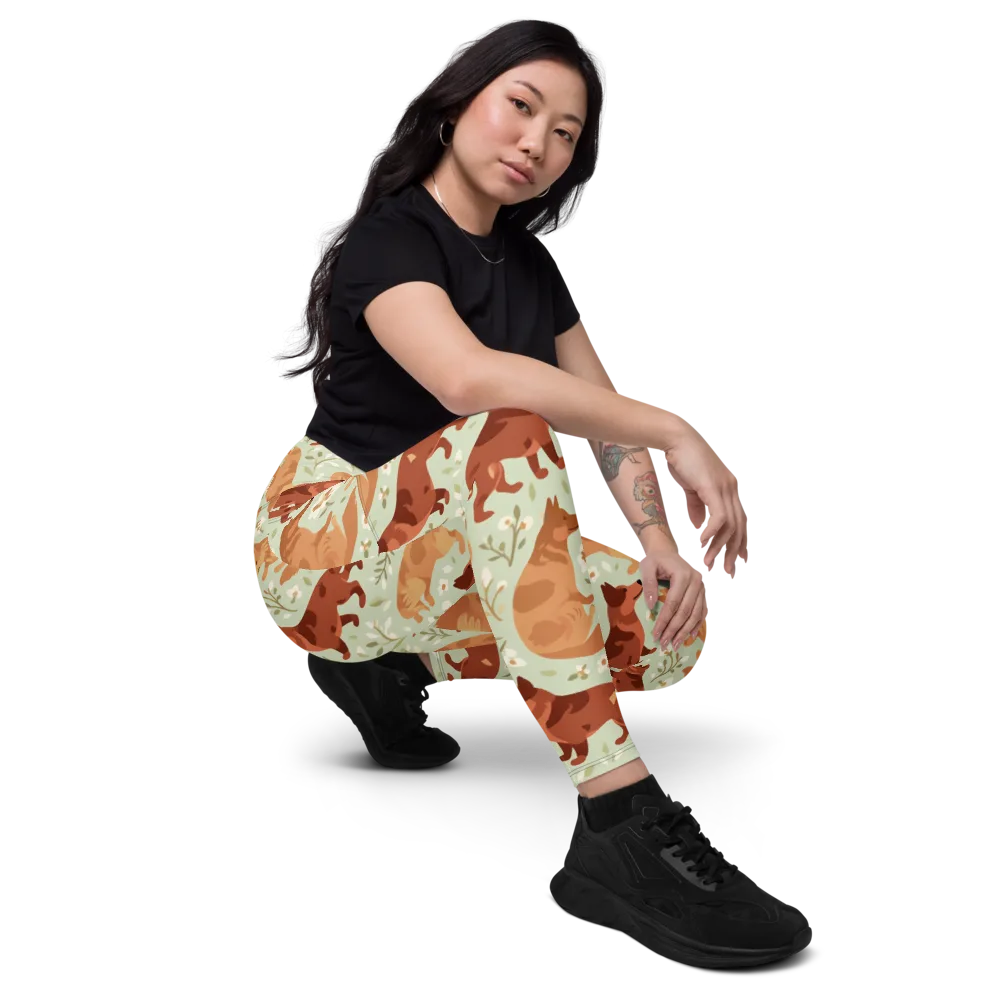 Vulpine Garden on Leggings with Pockets — Right Front