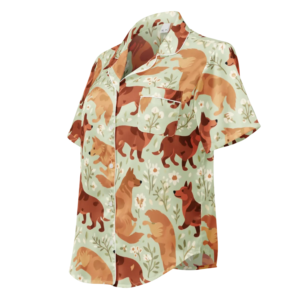 Vulpine Garden on Women's Short Sleeve Pajama Top — Left Front