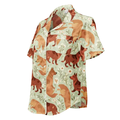 Vulpine Garden on a Women's Short Sleeve Pajama Top